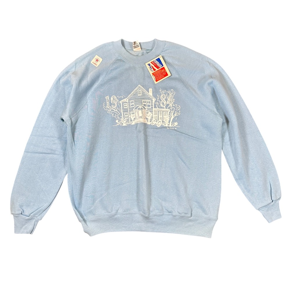 Vintage NWT 80s Sportswear American Fleecewear Sweatshirt Blue 1984 House XL USA